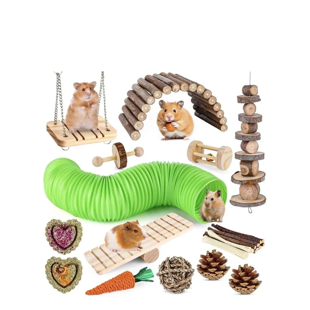 Hamster Toys Set, Guinea Pig Toys Small Animal Chewing & Play Toys 26 piece set